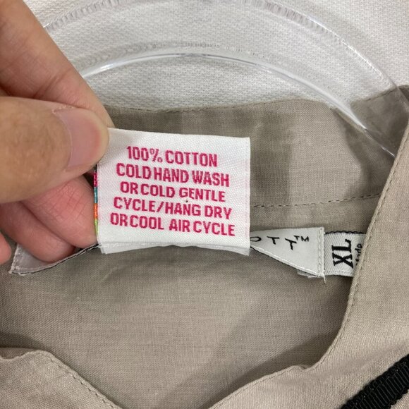 Gretchen Scott Gray Black 3/4 Sleeve Cotton Button Down XL Minimalist - Picture 11 of 12